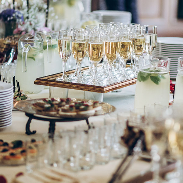 Special Event Buffet / Canapes Table with Champagnepes Table with Champagne